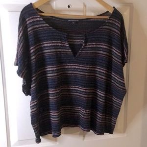 American Eagle XL Striped Sweater Top Dolman Sleeves Blue and Purple